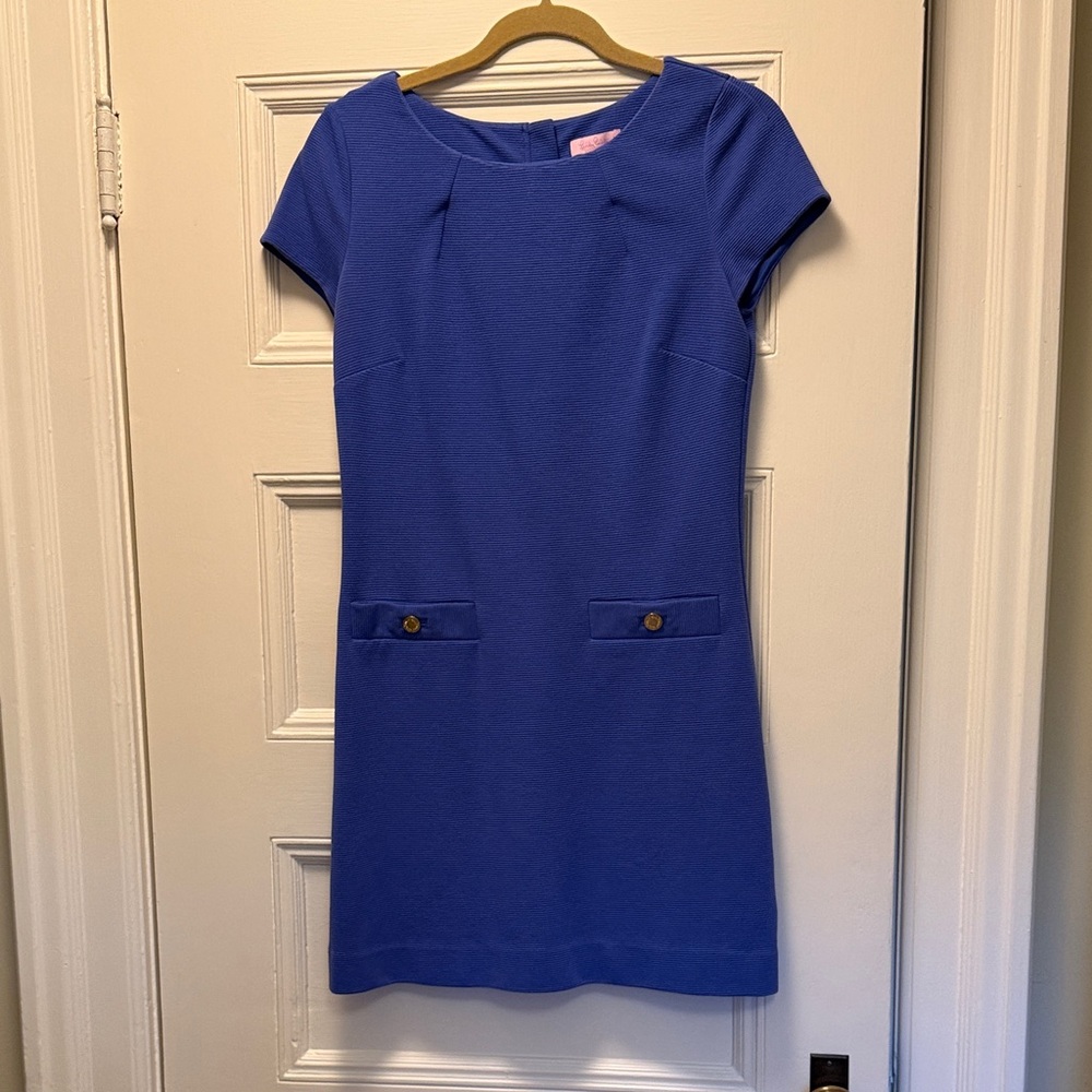 Lilly Pulitzer Royal Blue Short-Sleeve Mini Shift Dress